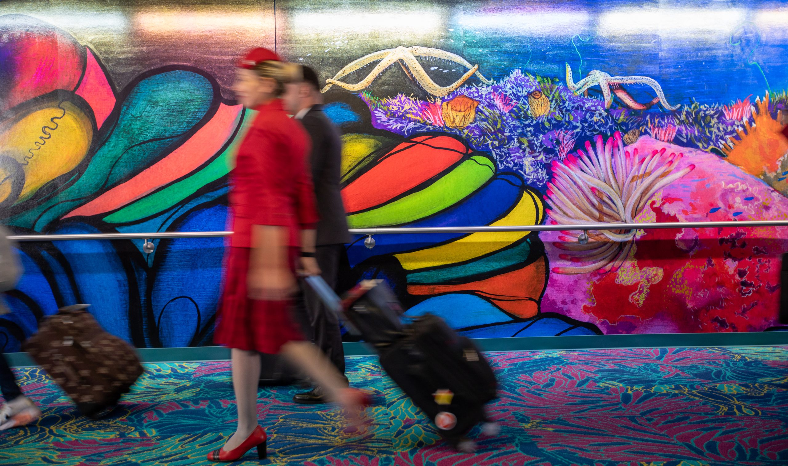 The Aquarius Art Tunnel by Janavi Mahimatura Folmsbee at George Bush Intercontinental Airport – Houston