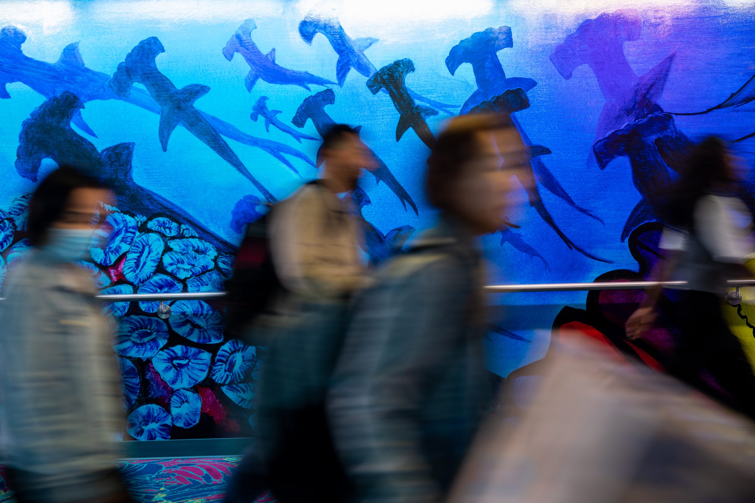 The Aquarius Art Tunnel by Janavi Mahimatura Folmsbee at George Bush Intercontinental Airport – Houston