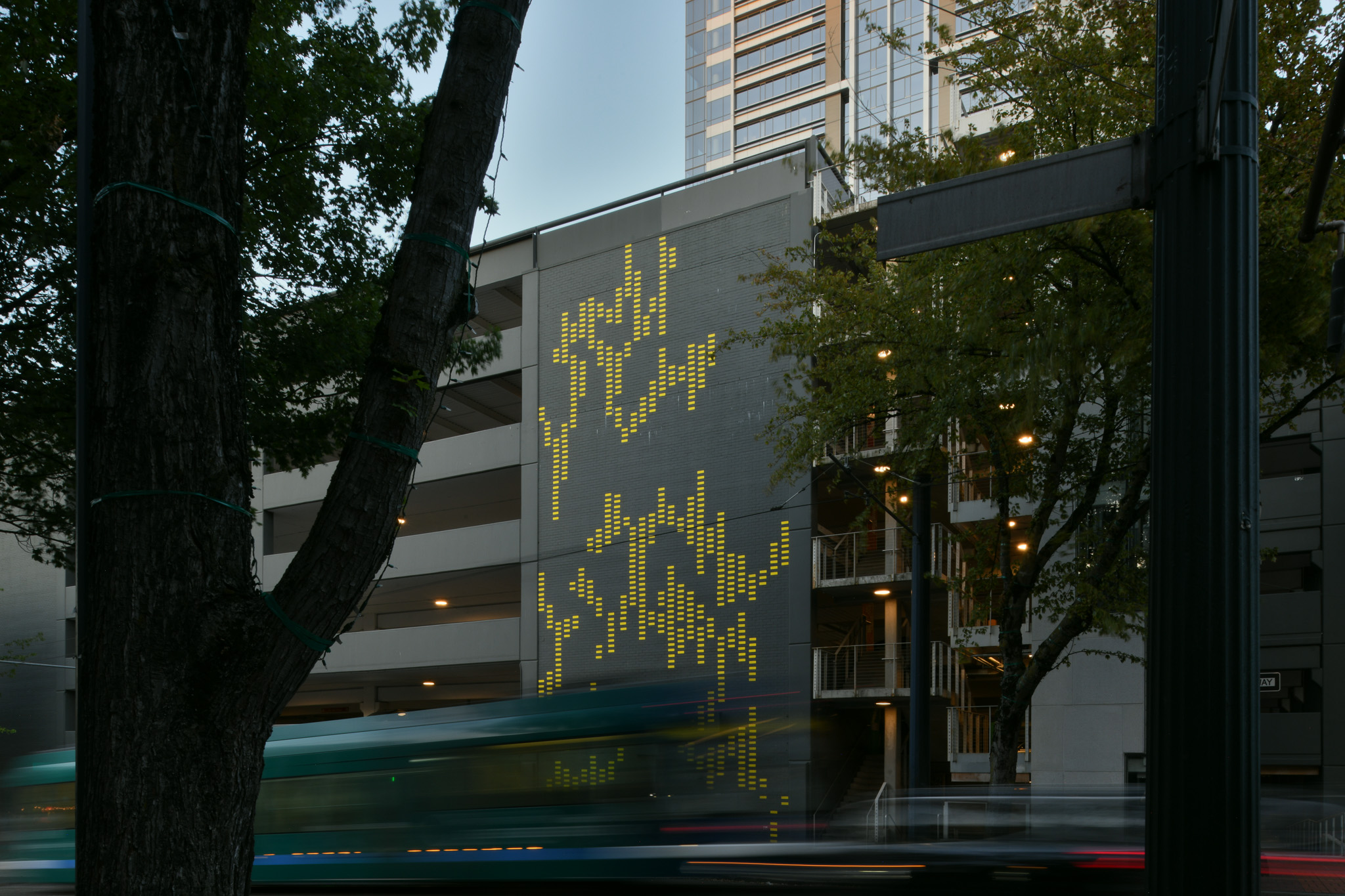 3000 Yellow Rectangles on a Parking Garage