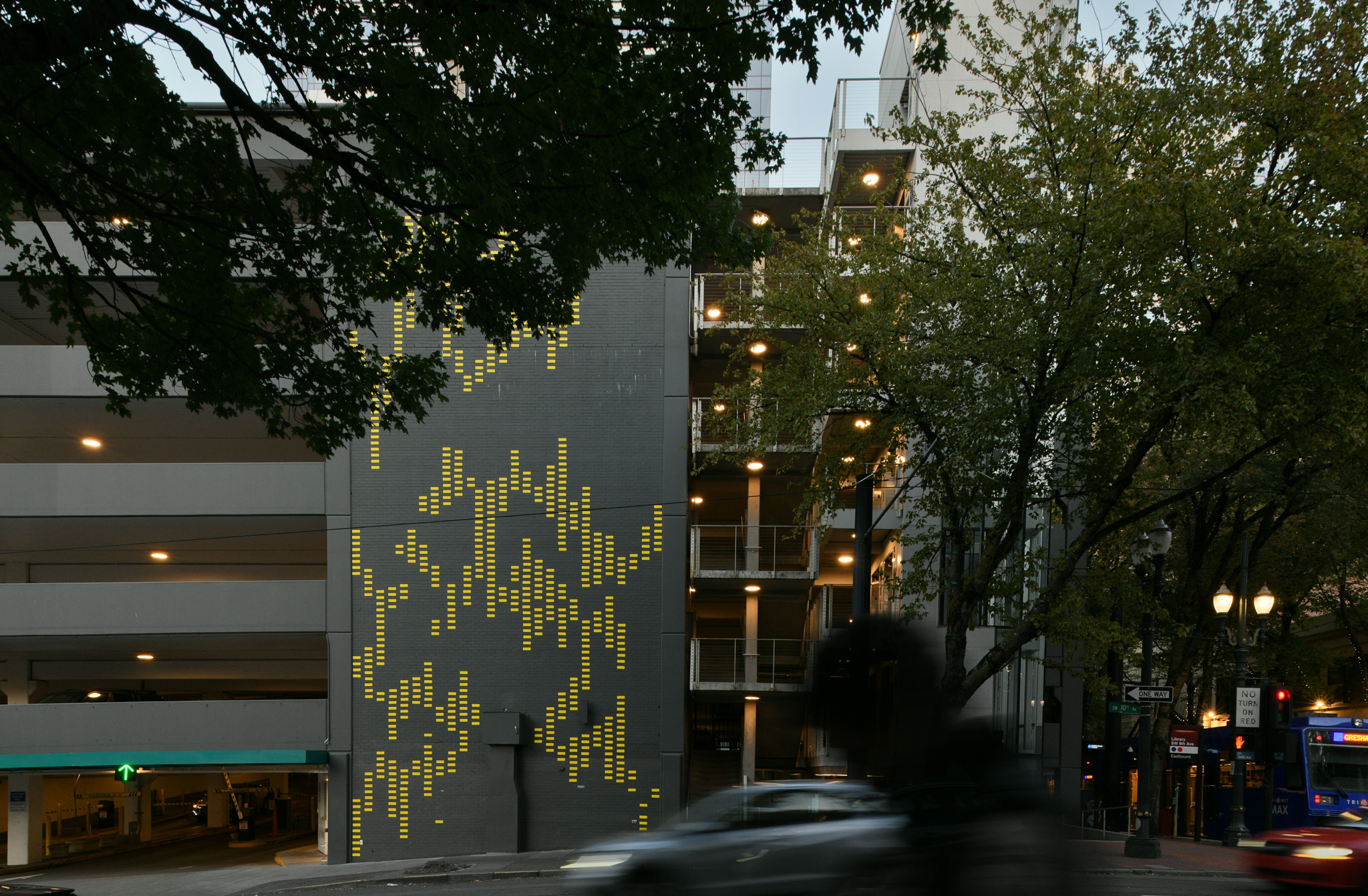 3000 Yellow Rectangles on a Parking Garage